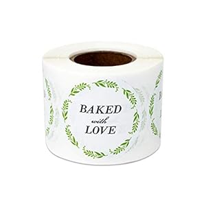OfficeSmartLabels Baked Goods Stickers, 1.5″ Round Circle, 300 Labels, Handmade with Love, Baking Business Supplies