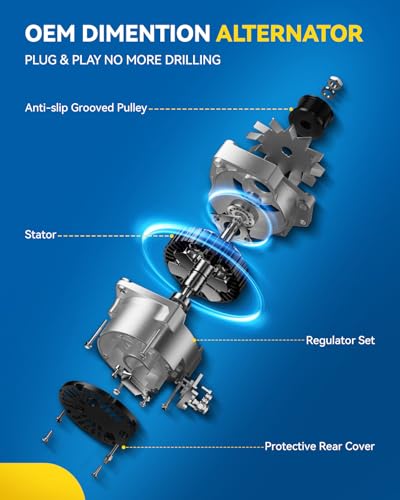 Image of PHILTOP New Alternator Compatible with Subaru Impreza 2006-2010 2.5T, Forester 2006-2010 2.5T, Legacy 2005 2.5T, Outback 2005 2.5T, Saab 9-2X 2006 2.5T Replace 11226N 12V 110Amp CW S5 5-Groove Pulley