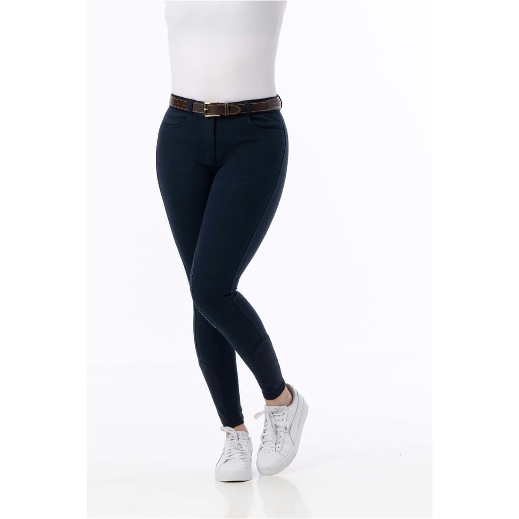 Riding World - Pantaloni da equitazione per donna e bambini Alexandrie | Pantaloni da equitazione con inserti al ginocchio in tessuto | con tasche anteriori | leggings da equitazione in sei colori |