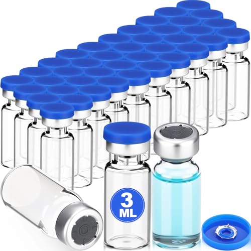40 Pcs 3ml Sterile Vials Empty Vials for Injection, Blue Lid