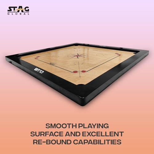 Image of STAG GLOBAL Club Carrom Board Set with Accessories - Premium Hardwood Game Board for Family Entertainme with Smooth Playing Surface, Complete Carrom Kit for All Ages and Skill Levels 2.5 inch