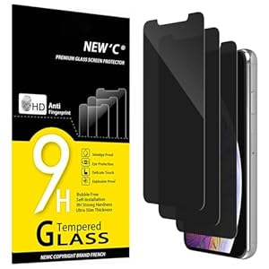 NEW'C 3 Stück, Sichtschutz für iPhone 11 Pro Max/iPhone XS Max für Panzerglas (6,5 Zoll) für Panzerglas, Verbesserter 28-Grad-schutzwinkel, Ultra-Haltbare 9H Härte, Blasenfrei