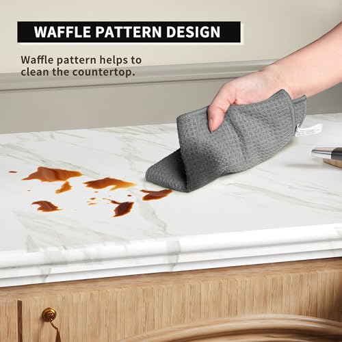 Roseok DL0006 Waffle Microfiber Cloths For Wiping Dishes,Microfiber Wash Cloths For Car Cleaning And Kitchen Cleaning,Gray,Pack Of 6 thumb #1