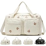 YOUYIKE Große Wickeltaschen Kliniktasche Geburt, Gesteppte Wickeltasche, Mommy Bag aus Baumwolle mit Stickerei, für Geburt im Krankenhaus, Reisen, Camping, Zuhause, Windelwechsel