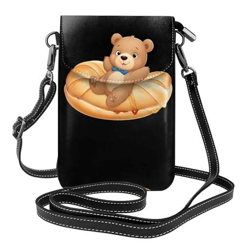 Petit sac à bandoulière en cuir pour téléphone de 19,3x12,4 cm imprimé ours