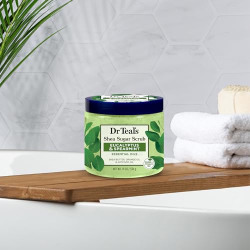 Dr Teal's Shea Sugar Scrub, Eucalyptus & Spearmint Essential Oils, 19 oz (Pack of 3) - image 6