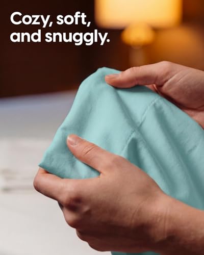 Image of Sleepy Town King Size Bed Sheets - 4 Piece - King Sheet Set - Extra Soft, Comfy & Cooling - Easy Care - Shrinkage, Wrinkle & Fade Resistant - Brushed Microfiber - Deep Pocket Bed Sheets (Spa Blue)