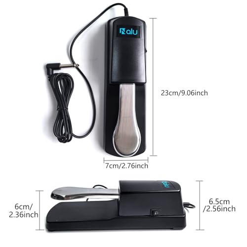 NALU Universal Sustain Pedal for Piano/Keyboard - Anti-Slip Rubber Base, 67\" Cable, Quiet & Smooth Operation, ABS Shell with Metal Pedal & Spring (1/4\" Jack) Model B - Thumbnail 4