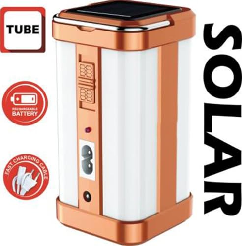 Image of 4 Tube 360 Extra Bright Emergency Light | Electric & Solar Rechargeable Lantern | 7 Hours Backup