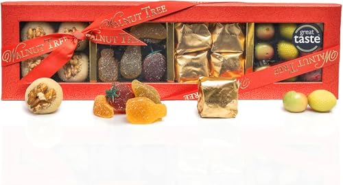 Walnut Tree – Marron Glacés, Marzipan & Pâtes de Fruits Gift Box – Handpacked in the UK – Great Taste Award Winner – Suitable for Gluten Free Diets – Luxury Gift Selection, Birthday, Anniversary, 400g