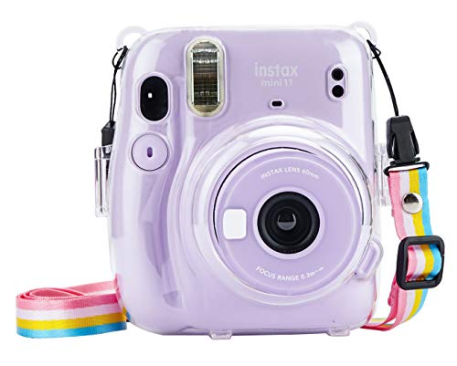 Yosuny Funda Protectora Compatible con la cámara instantánea Fujifilm Instax Mini 11, Bolsa de Transporte de Cuero con Bolsa de Almacenamiento y Correa para el Hombro (Transparente) Cover