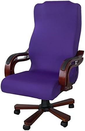 Deisy Dee Slipcovers Cloth Universal Computer Office Rotating Stretch Polyester Desk Chair Cover C064 (Dark Purple)