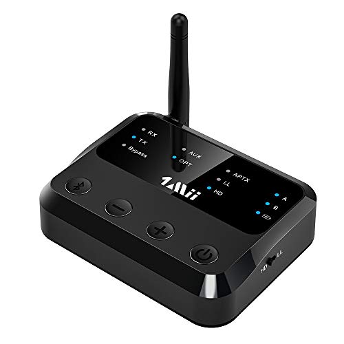 1Mii Bluetooth-adapter, Bluetooth 5.0 zender, ontvanger, zender, ontvanger, bluetooth-audio-adapter met aptX LL, Toslink/RCA/AUX-kabel voor televisie, stereo-installatie, hoofdtelefoon, luidspreker