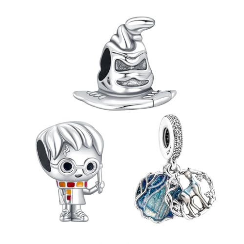 HAEPIAR S925 Charm in argento sterling per collana bracciale Dangles in argento sterling Hat Boy Deer confezione da 3 per donne ragazze regali