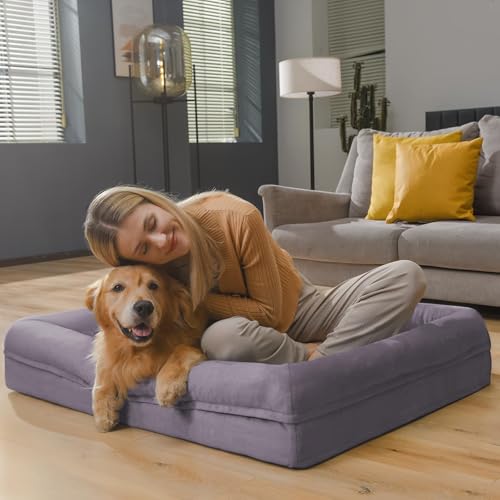 Image of Orthopedic Dog Bed Waterproof Pet Sofa for Large Sized Dogs | 360 Degree Bolster Support, Egg Crate Foam, Waterproof Liner, Non-Slip Bottom, Machine Washable Cover, 36 x 27 Inch