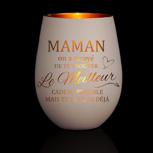 Cadeau Maman - Photophore en Verre avec gravures - Cadeau Anniver...