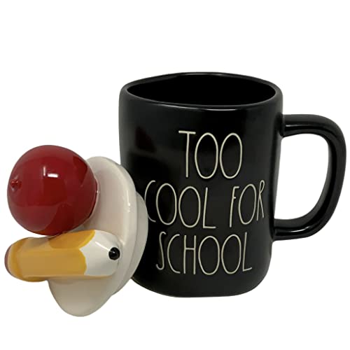 Taza de cerámica negra 16 oz con tapa lápiz y manzana miniatura 2