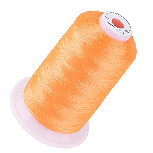 Image of Simthread 5500Yds /5000M 40WT Polyester Embroidery Thread Neon Orange S124 | Large 5000M spool feeds smoothly for home and commercial embroidery machines.
