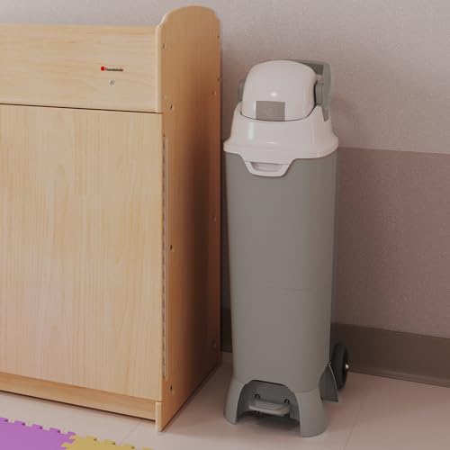 Foundations Pro Hands Free Tall Diaper Pail with Airtight Lid - Durable & Odorless Diaper Disposal, Large Capacity, Holds up to 60 Newborn Diapers, Refill with Any Bags - Gray - Thumbnail 3