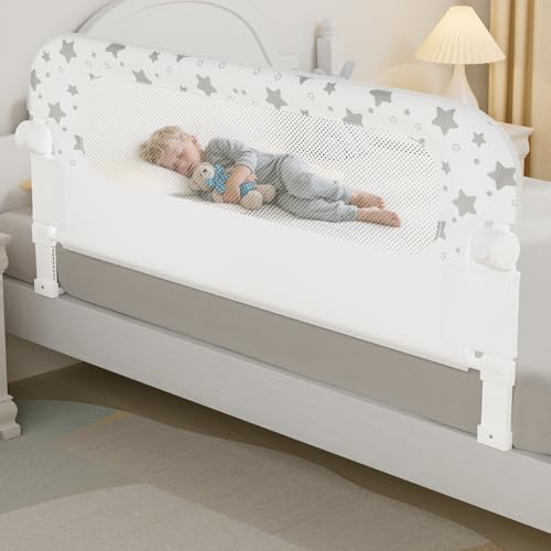 NUTIKAS Baby Bed Rail Guard for Crib - 58.9" Toddler Bed Rails for Twin,Full, Queen, Toddlers, Bunk Size Bed Swing Down Bedrail Extral Tall Child Safety Side Railing Guards for Kids