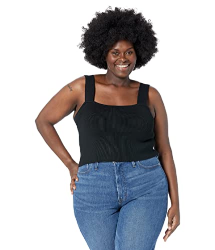 Madewell Dearing Square-Neck Crop Sweater Tank True Black LG