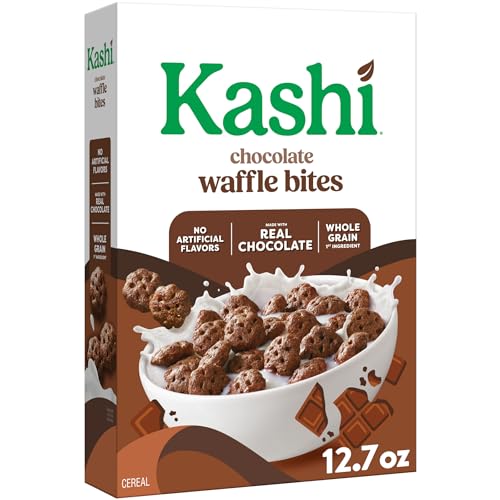 Kashi Breakfast Cereal, Whole Grain, Vegan, Chocolate Waffle Bites, 12.7oz Box (1 Box)