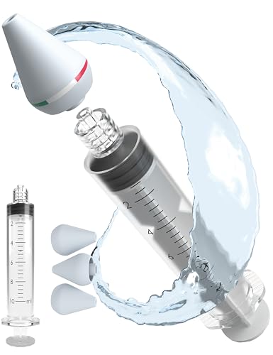 Siringa per Lavaggio Nasale Bambini e Adulti, Kit Pulizia Naso Made in Italy con Oliva Anatomica Morbida e Siringa per Soluzione Fisiologica (3 Olive, 1 Siringa)