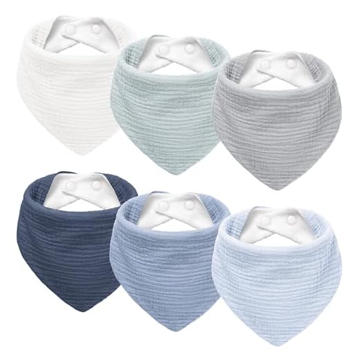 Susurration 6 Baberos para Bebé Bandana Babero Para Bebés Unisex Bebés Niñas Niños Babeo y Dentición Paquetes(azul)