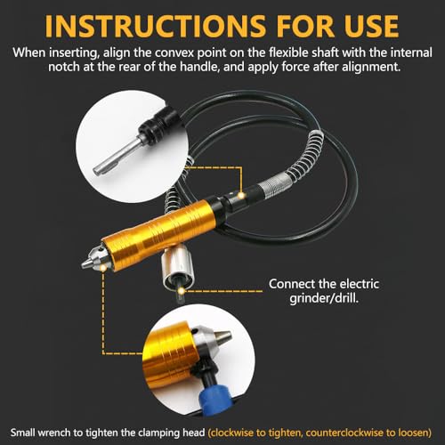 Uadme Flexible Drill Extension Shaft, Universal Flex Extension Shaft with Key Chuck 0.3‑6.5mm - Image 3