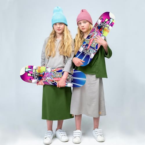 Image of Skateboards for Beginners Kids Boys Girls and Adults,31''x8'', 7-Layer Maple, Double Kick Concave, Fascinating Cool, Solid&Durable