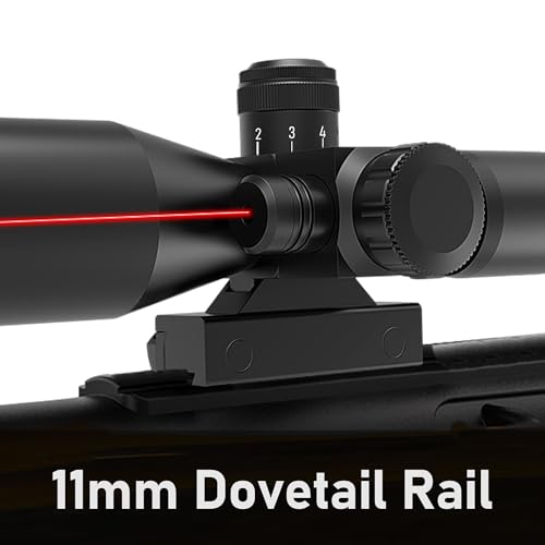 UUQ 2.5-10x40 Rifle Scope with Red/Green Illuminated Mil-dot with Red/Green Laser Combo-Green Lens Color,Tactical Scope for Gun Air Hunting,Free 11mm Mounts (RED Laser | 11mm Dovetail Mounts)