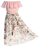 BluNight Collection Big Girls 2 Ways Ruffle Hi Lo Maxi Skirt Romper Belt Jumpsuit Romper USA Blush 12 (2J1K42S)