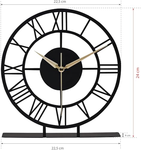 Image of Battery Operated Cloc Modern Metal Desk Clock Reloj de Escritorio para Oficina Pequena y Tranquila Junto a La Cama Desk Metal Clock (RE Style-25, Size-20 CM)