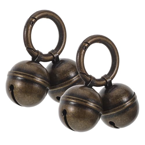 BELLIFFY 2pcs Pet Collar Bells for Dogs and Cats, Small Copper Alloy Animal Pendant with Spring Clip, Decorative Dog Collar Accessories for Holiday and Daily Use