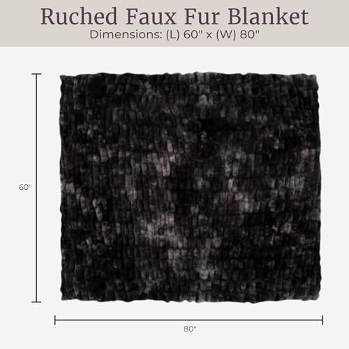 Image of Lavish Home Jacquard Faux Fur Throw 60 x80 Black