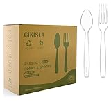 Ginikoe 200 Pcs Heavy Duty Clear Plastic Cutlery Set, Reusable Forks and Spoons Set, Durable Plastic Silverware Set for for Parties, Picnics, Big Event, Daily Use - Bpa Free - Image 1