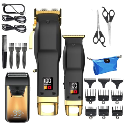 Kit tondeuse à cheveux et barbe rechargeable avec écran LED pour homme