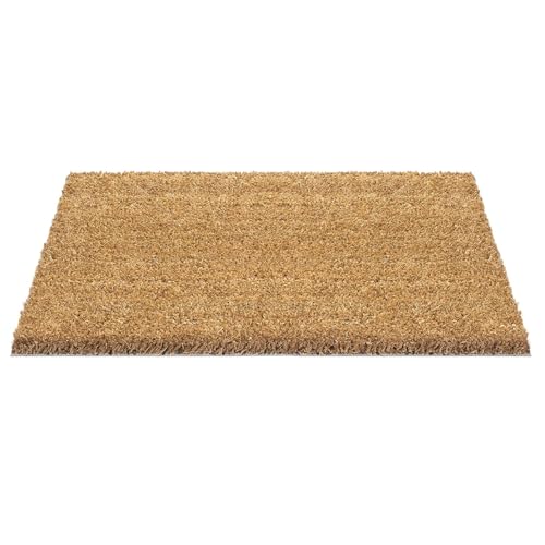 AQS International Natural Step Door Mat 60x20 cm, Tough Bristles Coconut Entrance Mat, Non Slip PVC Back, Indoor Outdoor Dirt Trapper, Rectangular Welcome Door Mat, Ideal for Home or Commercial Spaces