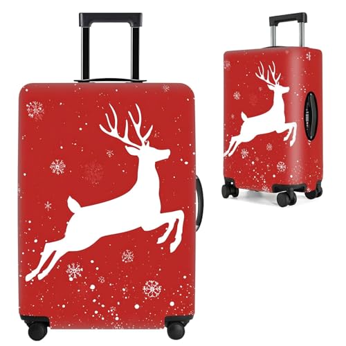 Image of Luggage Cover Suitcase Protector - Christmas & Cute Animal Travel Sleeve, Stretchable Waterproof Baggage Cover,M