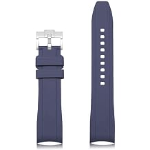 20mm/22mm Curved Lug End FKM Rubber Strap Watch Band For Men & Women for Sports & Dive Watches-Replacement 20mm Blue