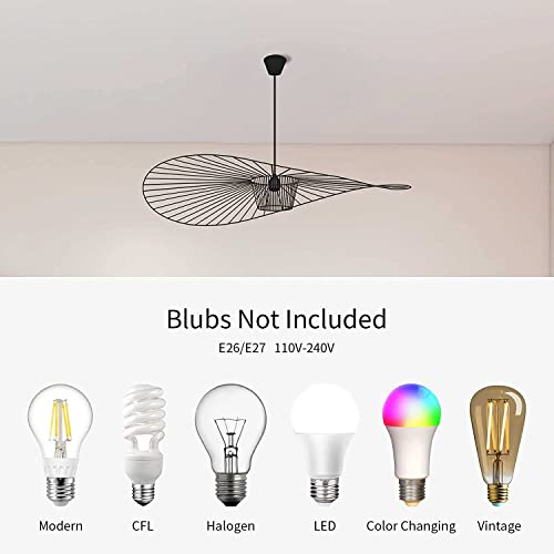 Bk Fudid Retro Creative Chandelier, Hat Garden Decoration Restaurant Living Room Bar Light, Chandelier Led 40W, Vertigo Chandelier E27 Socket (Black, 80Cm) #TOP3