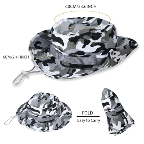 Image of Sun Hats for Men Women Boonie Hat UPF 50+ Bucket Hat Wide Brim UV Protection Fishing Hiking Safari Outdoor Hats