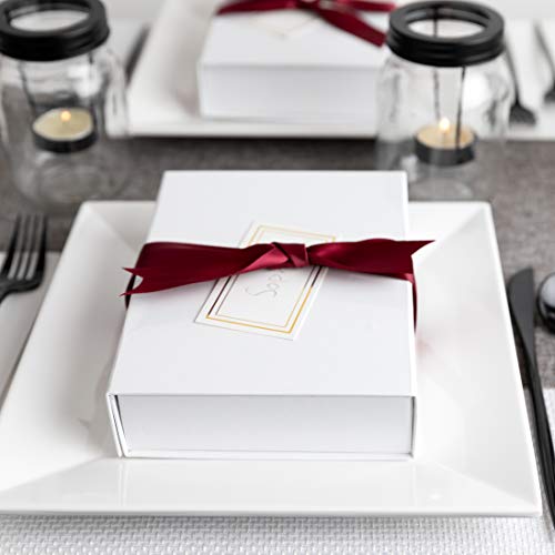 Purple Q Crafts White Hard Gift Box With Magnetic Closure Lid 7 Inch X 5 Inch X 1.6 Inch Rectangle Small Boxes For Gifts With White Glossy Finish (2 Boxes), 1 Count (Pack Of 2) #TOP3