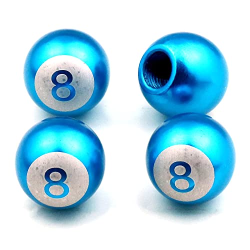 Image of Valve Caps Aluminum 8 Ball Cars Tires Valve Stem Caps Cover Dustproof Universal for Most of Cars SUV Bike Trucks Motorcycles 4 Pcs /Set (Metallic Blue)
