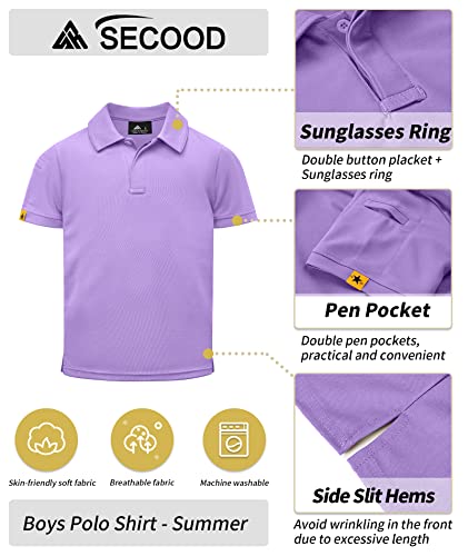 Boys' Short Sleeve Classic Pique Summer Polo Variety Of Colors Uniform Stain Guard Polo Shirt Purple Xxl #TOP3