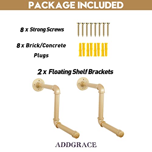 Addgrace Pipe Clothing Rack 2Pack 18Inch Detachable Garment Rack Diy Wall Mounted Industrial Pipe Clothing Hanging Rack For Home And Clothing Store (Gold) 46Cm #TOP3