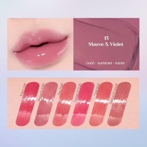 Image of ETUDE Over Glowy Lip Stain Tint #13 Mauve Violet | Non-Sticky Vegan Lip Tint | Moisturized & Long-lasting Lip Gloss | Daily Lip Stain for Dry Lips, Korean Makeup