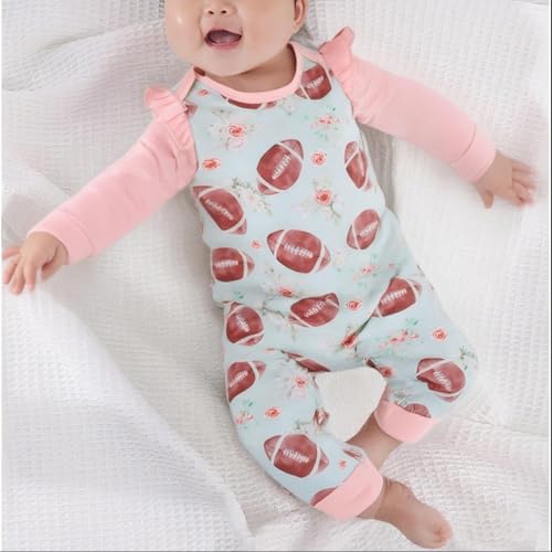 CM C&M WODRO Baby Girl Football Outfit Cute Football Floral Jumpsuit Long Sleeve Romper Onesie Headband Infant Fall Clothes2