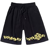 One Piece Anime Shorts Trafalgar D Water Law Shorts with Drawstring Anime Gift Black