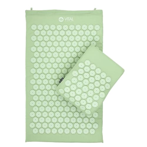 Bodhi VITAL Juego de alfombrillas de acupresión | esterilla de masaje y almohada con bolsa | cojín para automasaje | Esterilla de relajación contra el cuello y el dolor de espalda | Esterilla Fakir